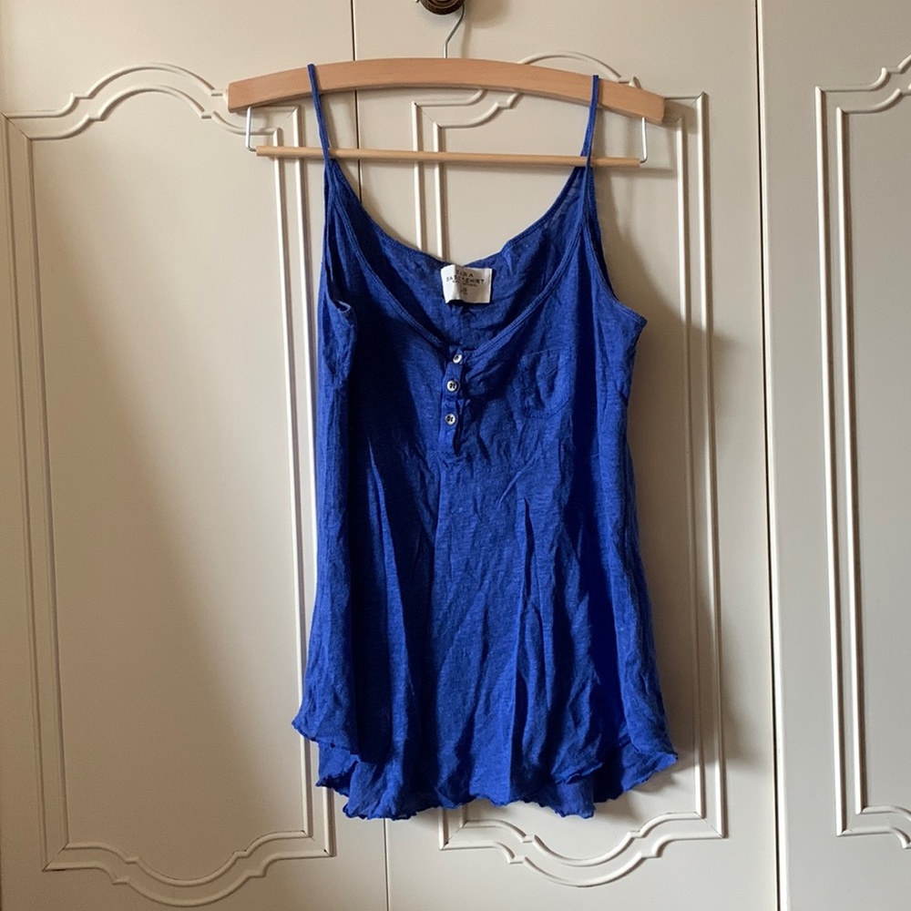 Blue Linen Tank